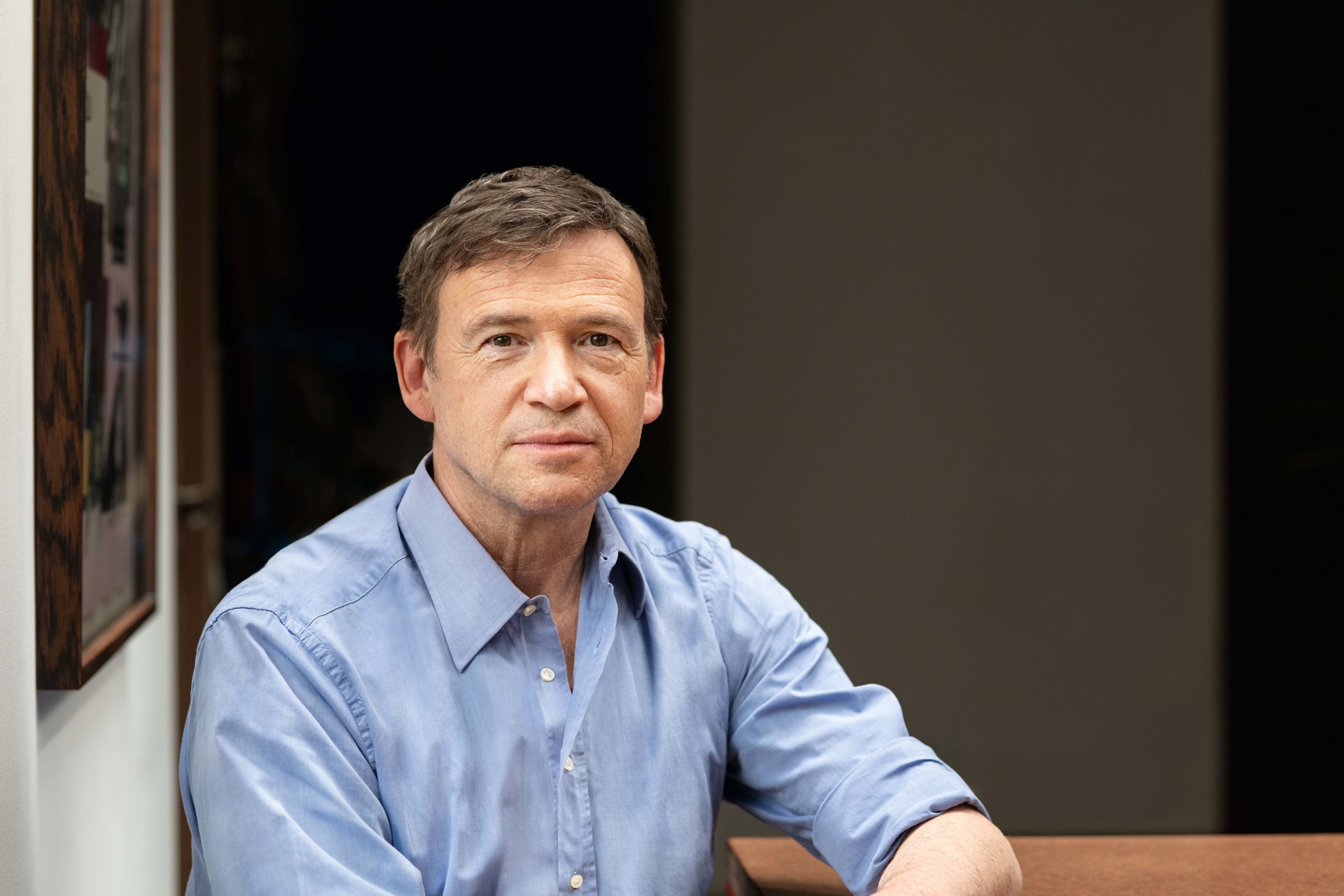 David Nicholls in a blue shirt