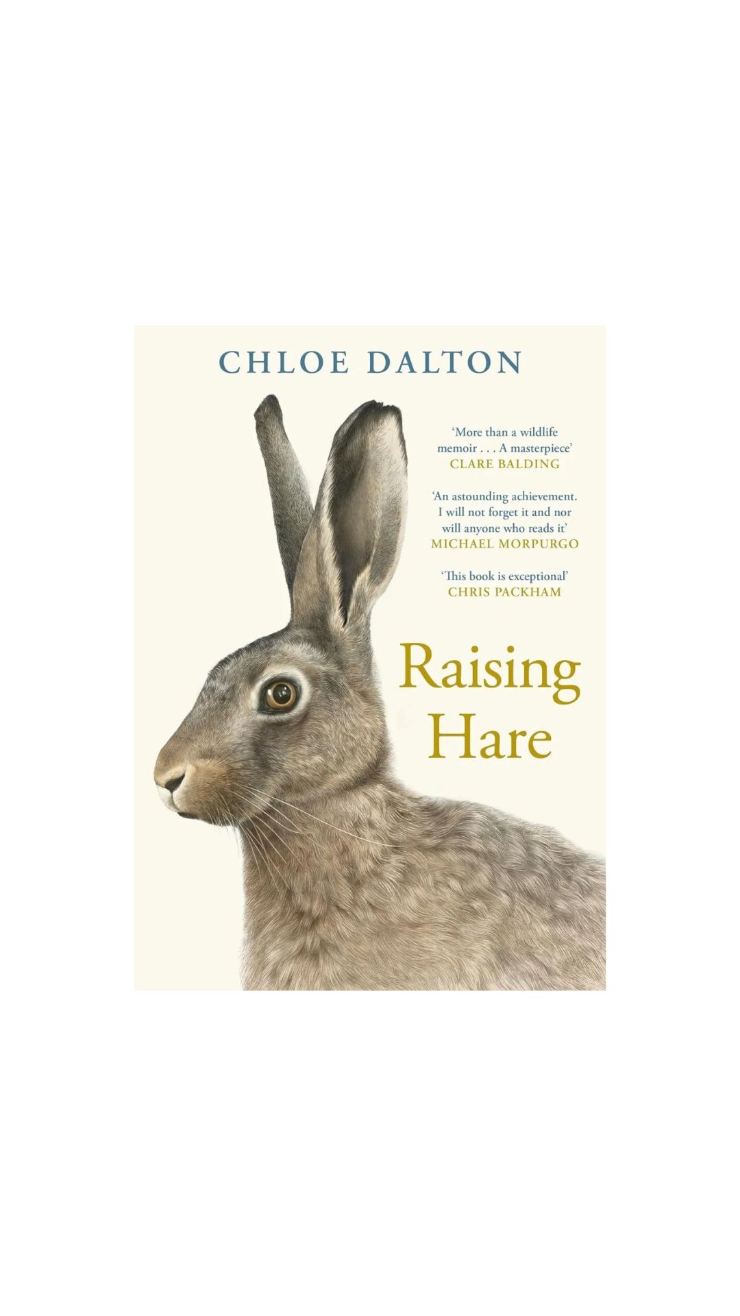 Raising Hare cover shows a close up of a brown hare on a light background. 